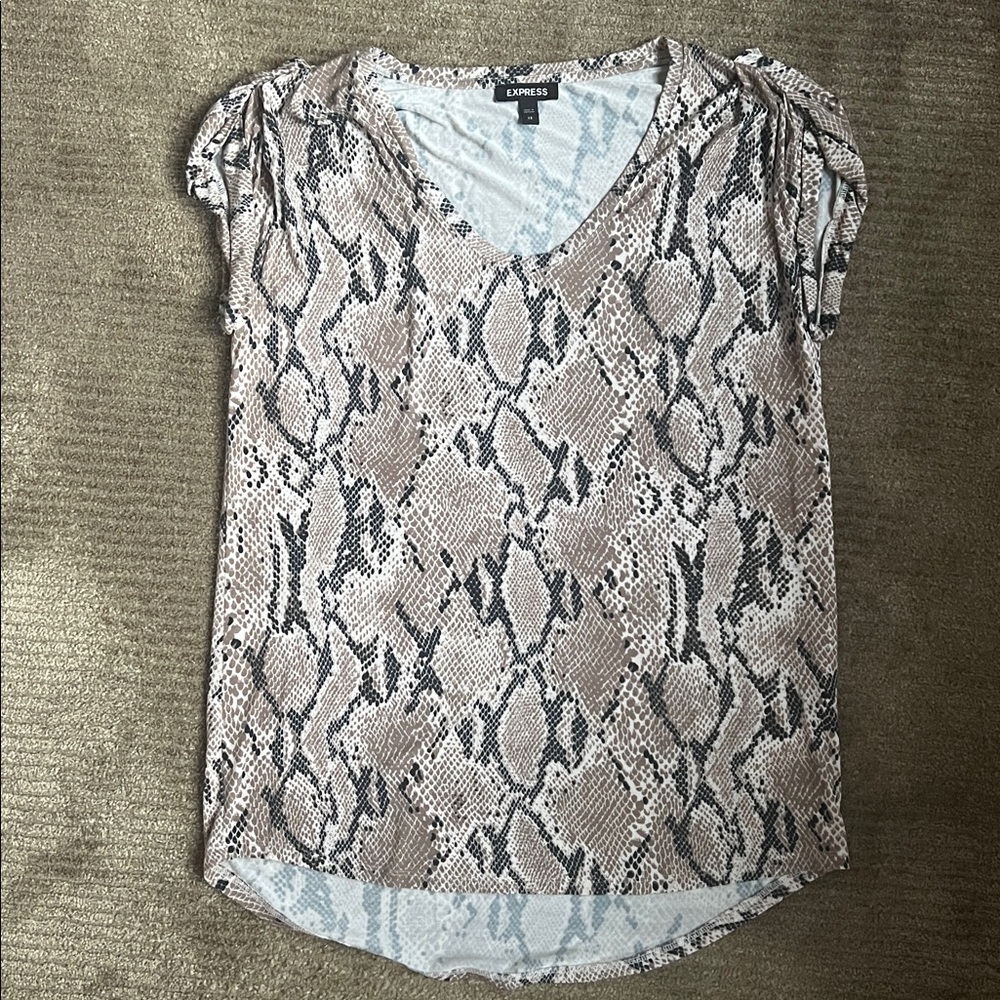 Express Beige and Black Snakeskin Top